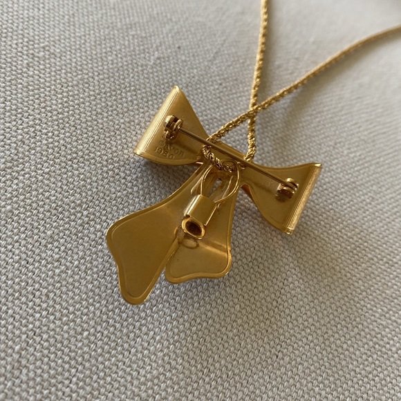 1980 Avon Brushed Goldtone Bow Necklace - Picture 6 of 10